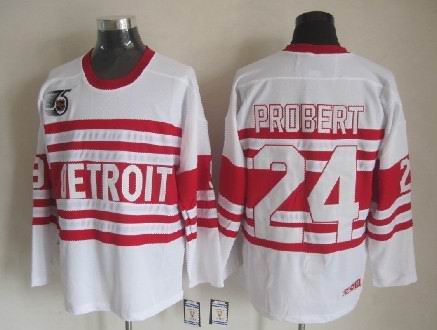 Men's Retro Detroit Red Wings White 1991-92 75th Classics CCM Vintage Stitched Hockey Jersey