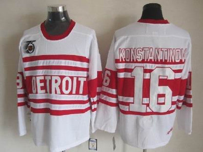 Men's Retro Detroit Red Wings White 1991-92 75th Classics CCM Vintage Stitched Hockey Jersey