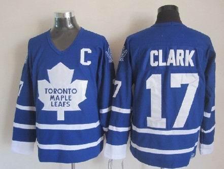 Men's Maple Leafs #17 Wendel Clark Throwback Stitched Hockey Jersey