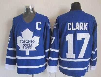 Men's Maple Leafs #17 Wendel Clark Throwback Stitched Hockey Jersey