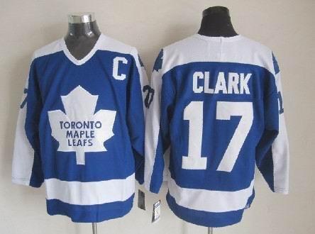 Men's Maple Leafs #17 Wendel Clark Throwback Stitched Hockey Jersey