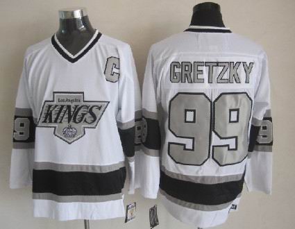Men's Wayne Gretzky #99 Los Angeles Kings Black White Gold Purple Vintage Stitched Hockey Jersey