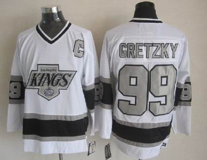 Men's Wayne Gretzky #99 Los Angeles Kings Black White Gold Purple Vintage Stitched Hockey Jersey