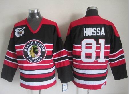 Men's Retro Chicago Blackhawks Black 1940's 75TH CCM Vintage Stitched Hockey Jersey