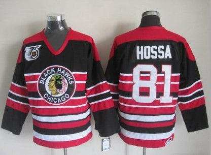 Men's Retro Chicago Blackhawks Black 1940's 75TH CCM Vintage Stitched Hockey Jersey