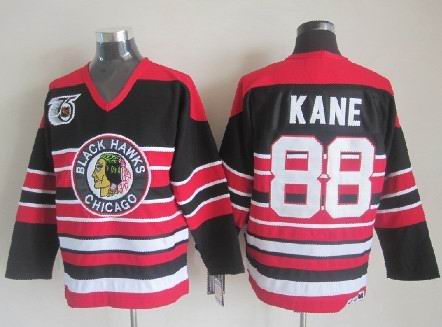 Men's Retro Chicago Blackhawks Black 1940's 75TH CCM Vintage Stitched Hockey Jersey