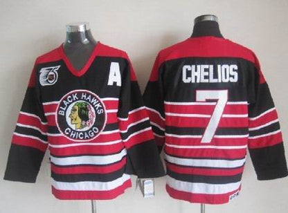 Men's Retro Chicago Blackhawks Black 1940's 75TH CCM Vintage Stitched Hockey Jersey