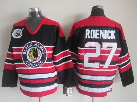 Men's Retro Chicago Blackhawks Black 1940's 75TH CCM Vintage Stitched Hockey Jersey
