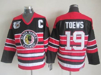 Men's Retro Chicago Blackhawks Black 1940's 75TH CCM Vintage Stitched Hockey Jersey