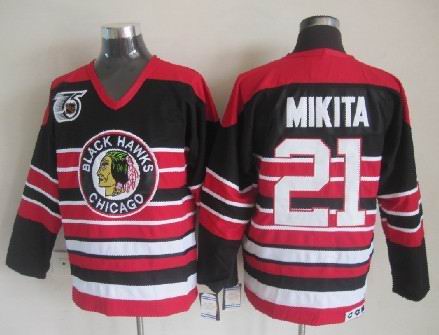 Men's Retro Chicago Blackhawks Black 1940's 75TH CCM Vintage Stitched Hockey Jersey