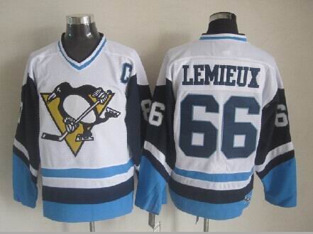 Men's Retro Sidney Crosby #87 Pittsburgh Penguins White Blue Late 70s CCM Vintage Stitched Hockey Jersey