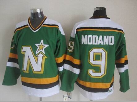 Men's Mike Modano #9 Minnesota North Stars Starter Green White Vintage Stitched Hockey Jersey