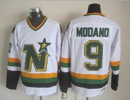 Men's Mike Modano #9 Minnesota North Stars Starter Green White Vintage Stitched Hockey Jersey