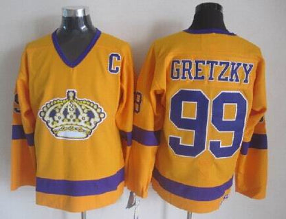 Men's Wayne Gretzky #99 Los Angeles Kings Black White Gold Purple Vintage Stitched Hockey Jersey