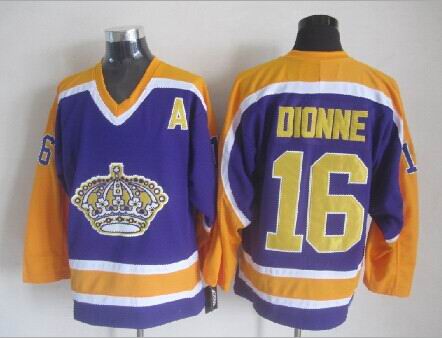 Men'sMarcel Dionne #16 Los Angeles Kings Black White Gold Purple Vintage Stitched Hockey Jersey