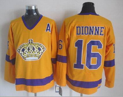 Men'sMarcel Dionne #16 Los Angeles Kings Black White Gold Purple Vintage Stitched Hockey Jersey