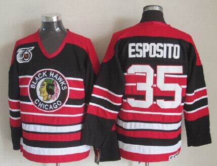 Men's Retro Chicago Blackhawks Black 1940's 75TH CCM Vintage Stitched Hockey Jersey