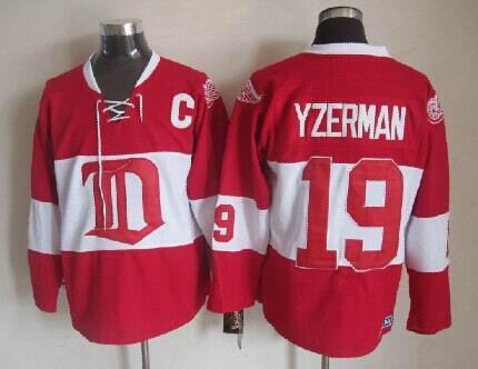 Men's Retro Detroit Red Wings Red 2009 Winter Classic CCM Vintage Stitched Hockey Jersey