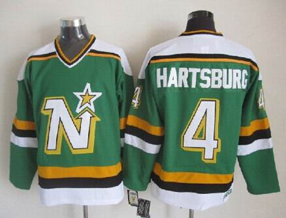 Men's Minnesota North Stars Craig Hartsburg Green White Vintage Stitched Hockey Jersey