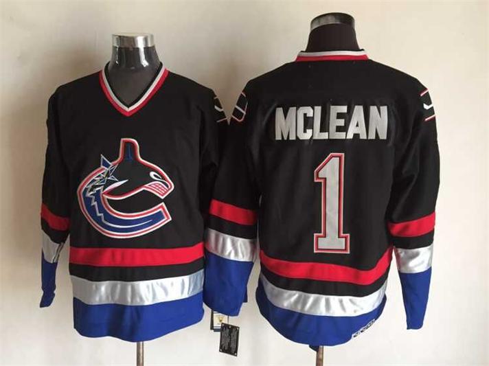 Men's Retro Vancouver Canucks Kirk McLean Black 1998-99 CCM Vintage Stitched Hockey Jersey