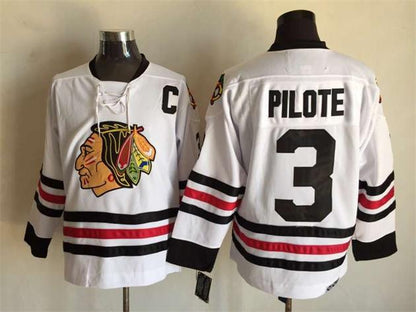 Men's Retro Blackhawks White Vintage Stitched Hockey Jersey