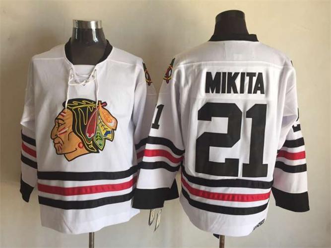 Men's Retro Blackhawks White Vintage Stitched Hockey Jersey