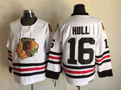 Men's Retro Blackhawks White Vintage Stitched Hockey Jersey