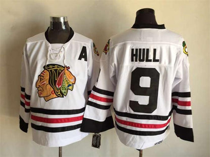 Men's Retro Blackhawks White Vintage Stitched Hockey Jersey