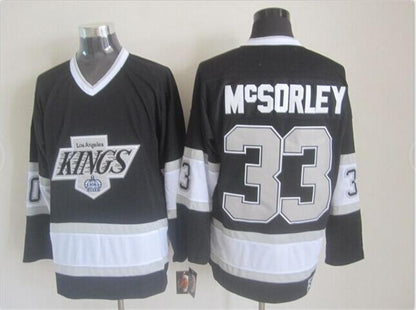 Men's Marty Mcsorley #33 Kings Black White Gold Purple Vintage Stitched Hockey Jersey