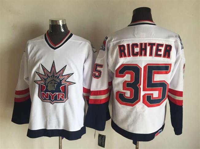 Men's Mike Richter #35 New York Rangers Navy Blue White Vintage Stitched Hockey Jersey