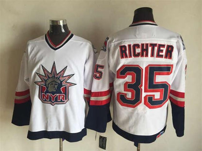 Men's Mike Richter #35 New York Rangers Navy Blue White Vintage Stitched Hockey Jersey