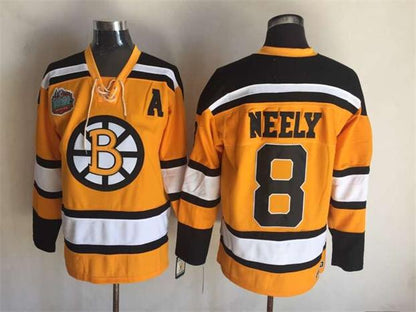 Men's Boston Bruins #8 Cam Neely Black White Throwback Stitched Hockey Jersey