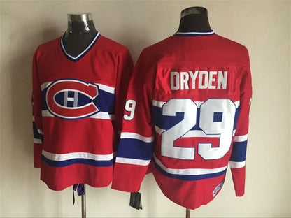 Men's Montréal Canadiens #29 Ken Dryden Red White Throwback Stitched Hockey Jersey