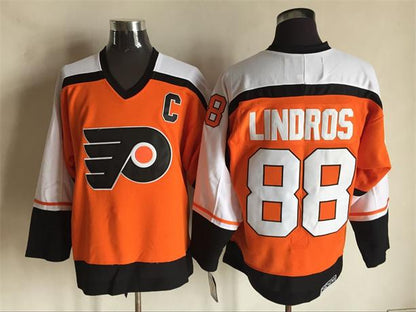 Men's Retro Eric Lindros #88 Philadelphia Flyers 1996-97 Orange CCM Vintage Stitched Hockey Jersey