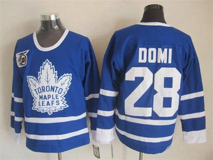 Men's Maple Leafs #28 Tie Domi Throwback Stitched Hockey Jersey