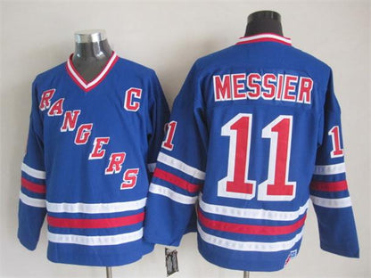 Men's Mark Messier #11 New York Rangers Navy Blue White Vintage Stitched Hockey Jersey
