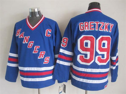 Men's Wayne Gretzky #99 New York Rangers Navy Blue White Vintage Stitched Hockey Jersey