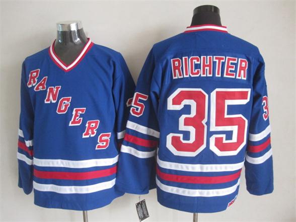 Men's Mike Richter #35 New York Rangers Navy Blue White Vintage Stitched Hockey Jersey