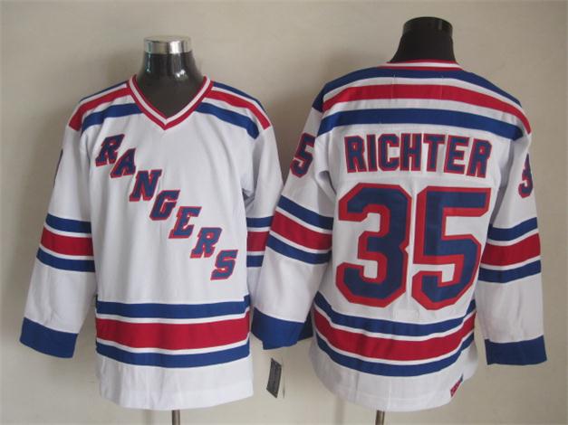 Men's Mike Richter #35 New York Rangers Navy Blue White Vintage Stitched Hockey Jersey