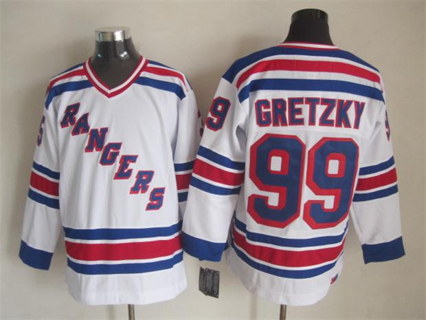 Men's Wayne Gretzky #99 New York Rangers Navy Blue White Vintage Stitched Hockey Jersey