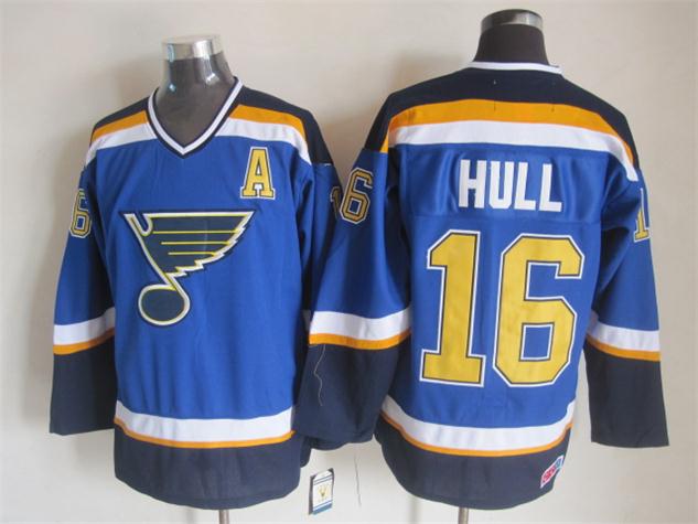 Men's Brett Hull Chris Pronger St. Louis Blues Blue Vintage Stitched Hockey Jersey