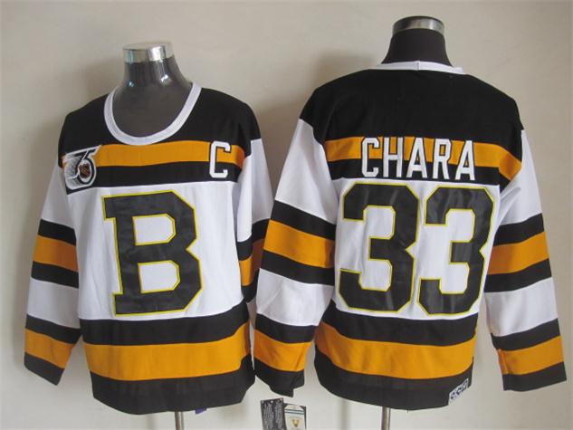 Men's Boston Bruins #33 Zdeno Chara Gold Black White Throwback Stitched Hockey Jersey