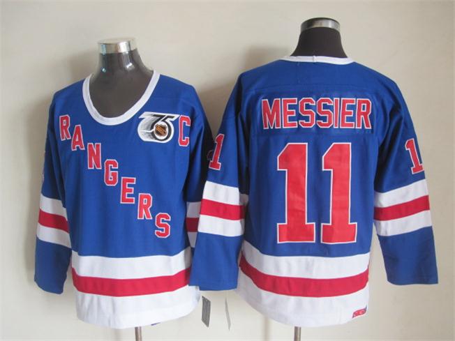 Men's Mark Messier #11 New York Rangers Navy Blue White Vintage Stitched Hockey Jersey