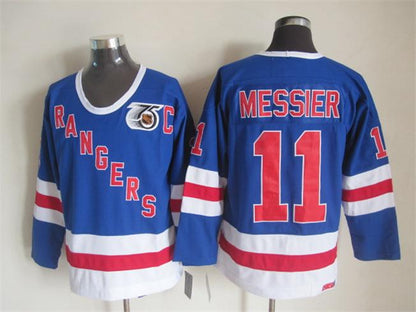 Men's Mark Messier #11 New York Rangers Navy Blue White Vintage Stitched Hockey Jersey