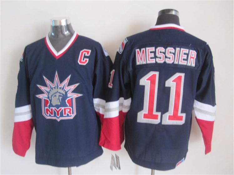 Men's Mark Messier #11 New York Rangers Navy Blue White Vintage Stitched Hockey Jersey
