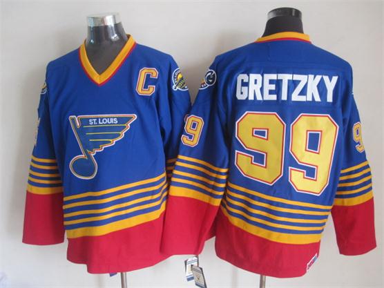 Men's Al Macinnis Chris Pronger Tony Twist St. Louis Blues Blue Red 1994-95 Vintage Stitched Hockey Jersey