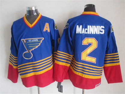 Men's Al Macinnis Chris Pronger Tony Twist St. Louis Blues Blue Red 1994-95 Vintage Stitched Hockey Jersey