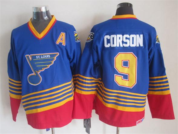 Men's Al Macinnis Chris Pronger Tony Twist St. Louis Blues Blue Red 1994-95 Vintage Stitched Hockey Jersey