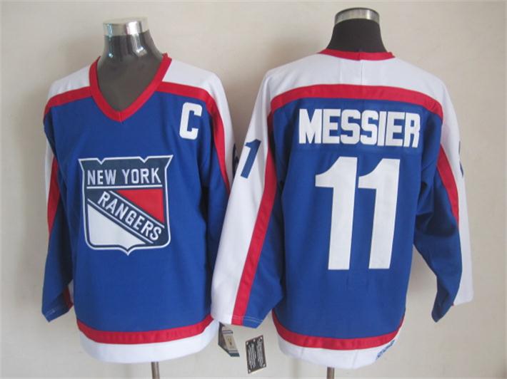 Men's Mark Messier #11 New York Rangers Navy Blue White Vintage Stitched Hockey Jersey