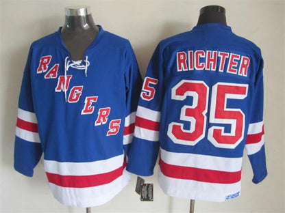 Men's Mike Richter #35 New York Rangers Navy Blue White Vintage Stitched Hockey Jersey